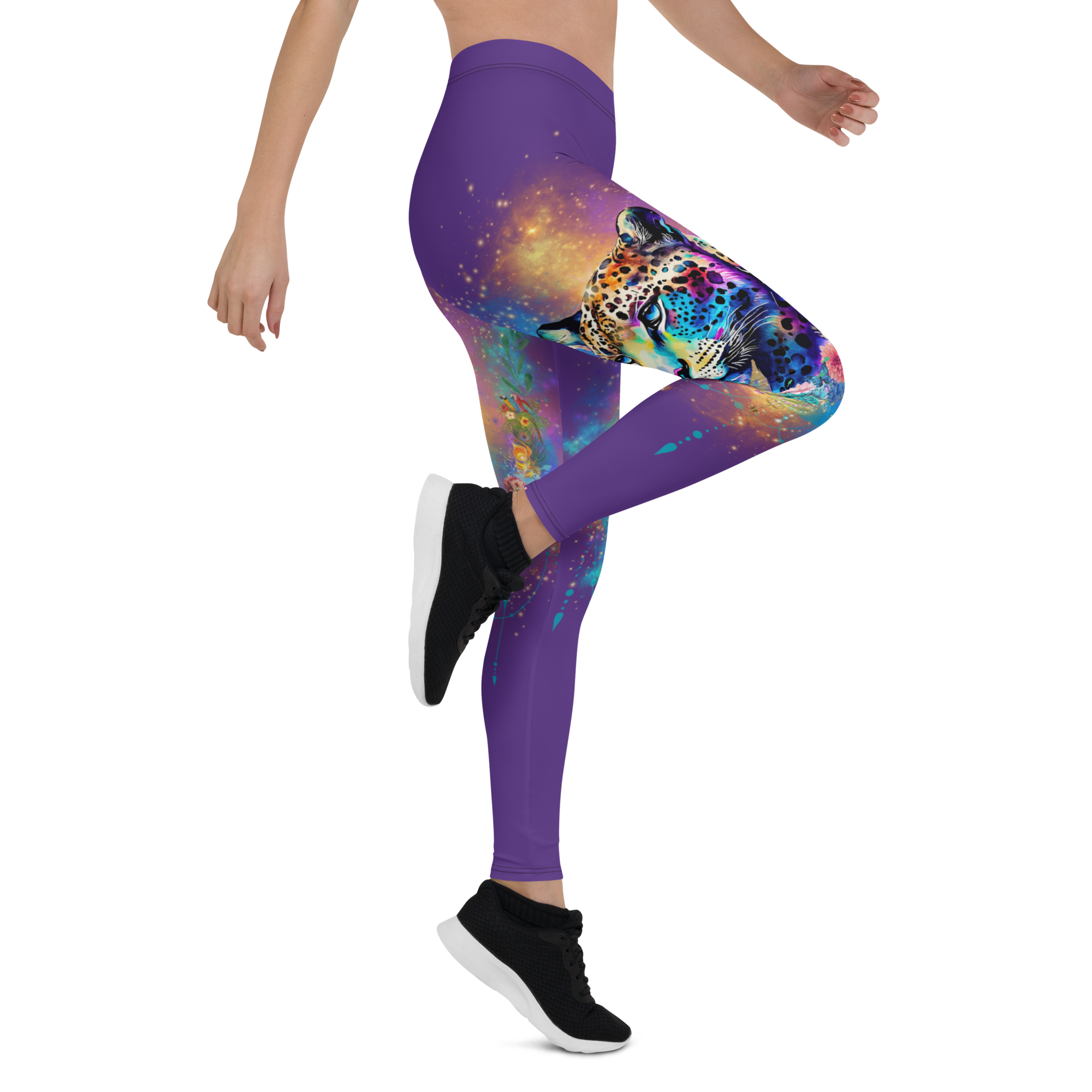 Besondere Leoparden Leggings - Bagheera´s Zauber - violett schmaler Bund