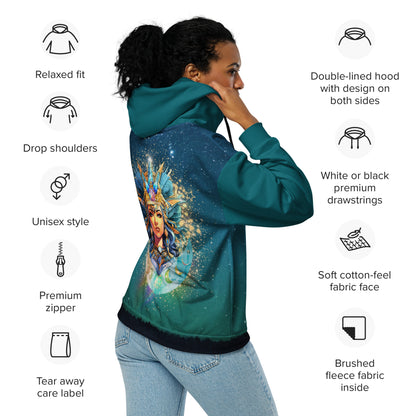 Neith Göttin - Unisex Zip-Hoodie Ozeanblau