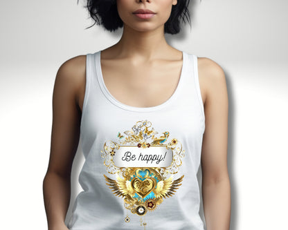 "Be Happy" Statement Top aus Baumwolle - Divine DeSein