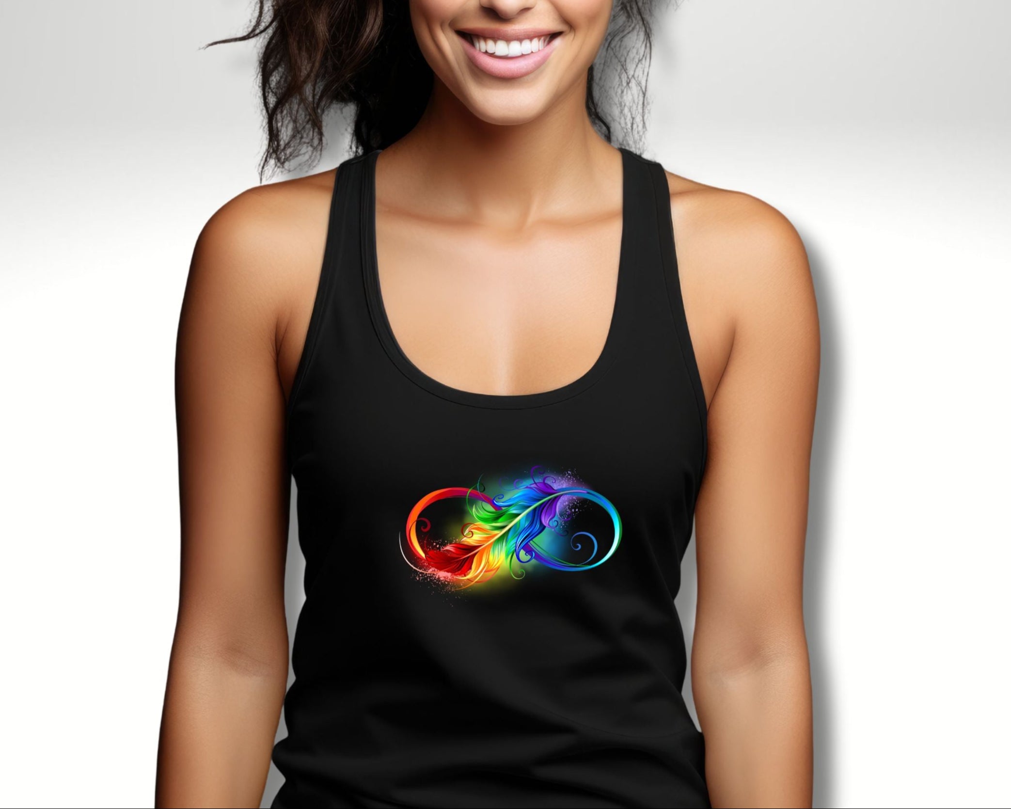 „Damen Tanktop mit Regenbogen Infinity Symbol, nachhaltig produziert“