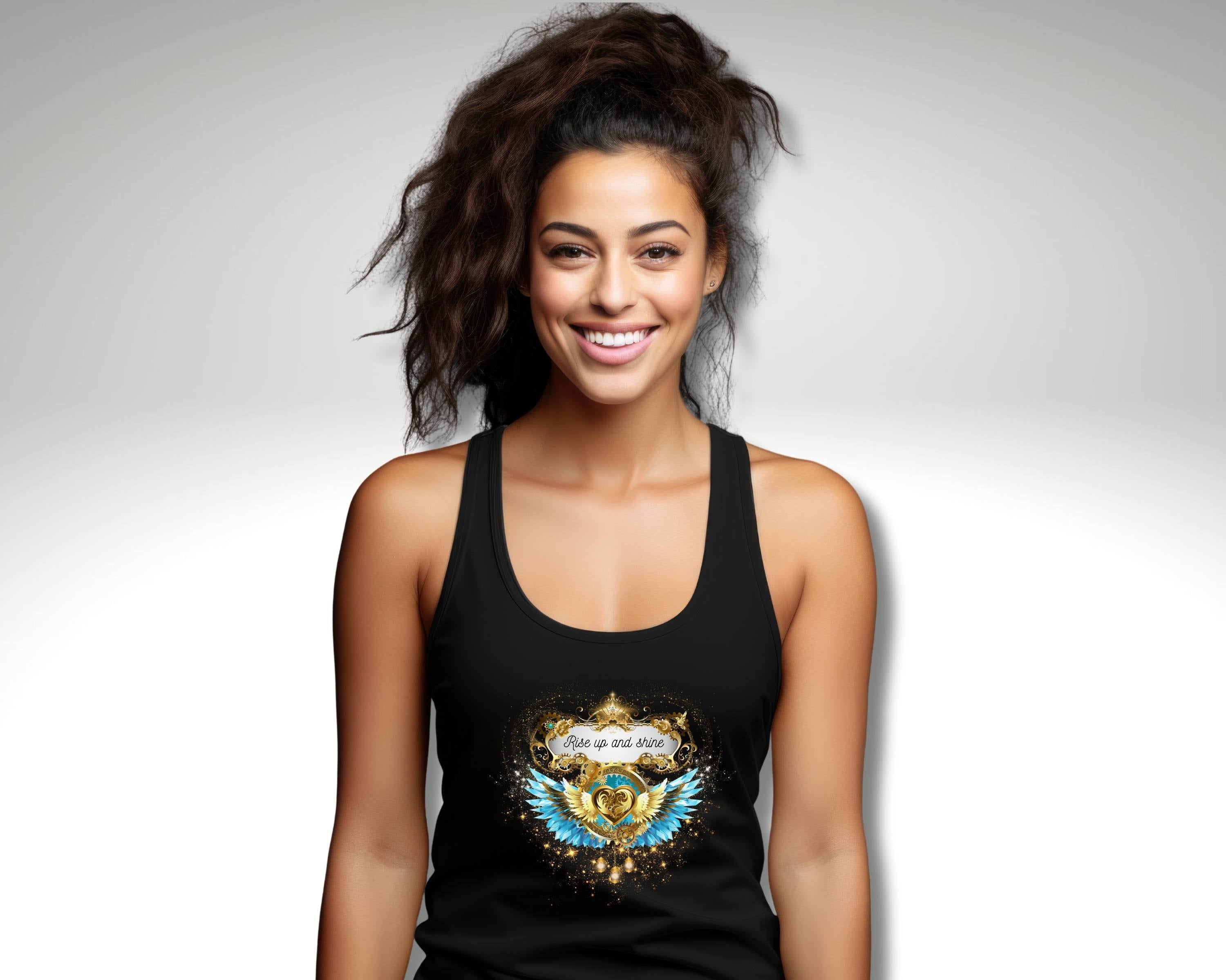 Designer Damentop "Rise up & shine"Tank Top aus Bio-Baumwolle